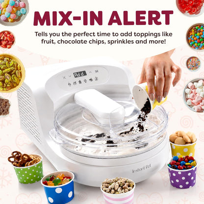 Instantchill Ice Cream Maker with Built‑In Compressor, No Pre‑Freezing, Real Ice Cream in Minutes*, Gelato, Sorbet, Rolled, Non‑Dairy, Mix‑Ins, Easy Clean Up, Quiet, Makes up to 2 Pints
