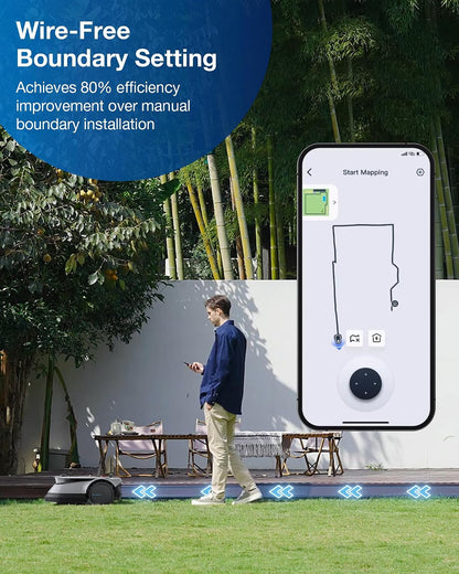Goat G1-800 Robot Lawnmower No Boundary Wire for Gardens up to 800㎡ (AIVI 3D Obstacle Avoidance, Intelligent Path Planning, No-Entry Zone Setting, Logical Cutting, 16 Zones Management)