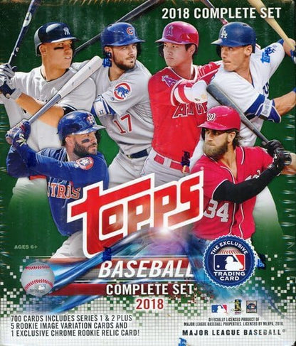 2018 Topps Baseball 708 Card Complete Factory Set with EXCLUSIVE CHROME ROOKIE RELIC! Includes Rookies of Ronald Acuna Jr, Gleyber Torres,Shohei Ohtani & More! Includes All Series 1 & 2 Cards!