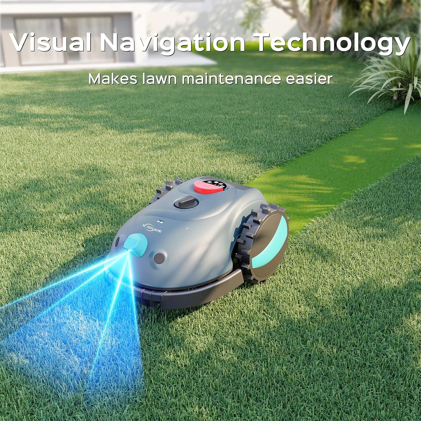 V100 Robot Lawnmower without Boundary, Vision Navigation, 150 Obstacle Dectection,Adjustable Cutting Height,Magnetic Wires,Robotic Lawnmower with 4Ah Battery-Ideal for Small Lawns up to 150M²