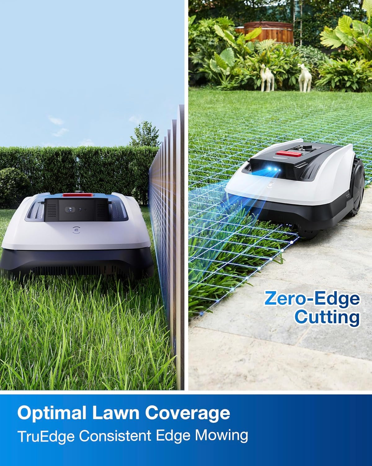 GOAT O800 RTK Robot Lawnmower 800㎡, Wire Free, Lidar-Enhanced Rtk+Vision Navigation, Pass 0.7M Path, Auto Mapping, Customizable Mowing, Edge Presicion Mowing, 45% Slope Climbing