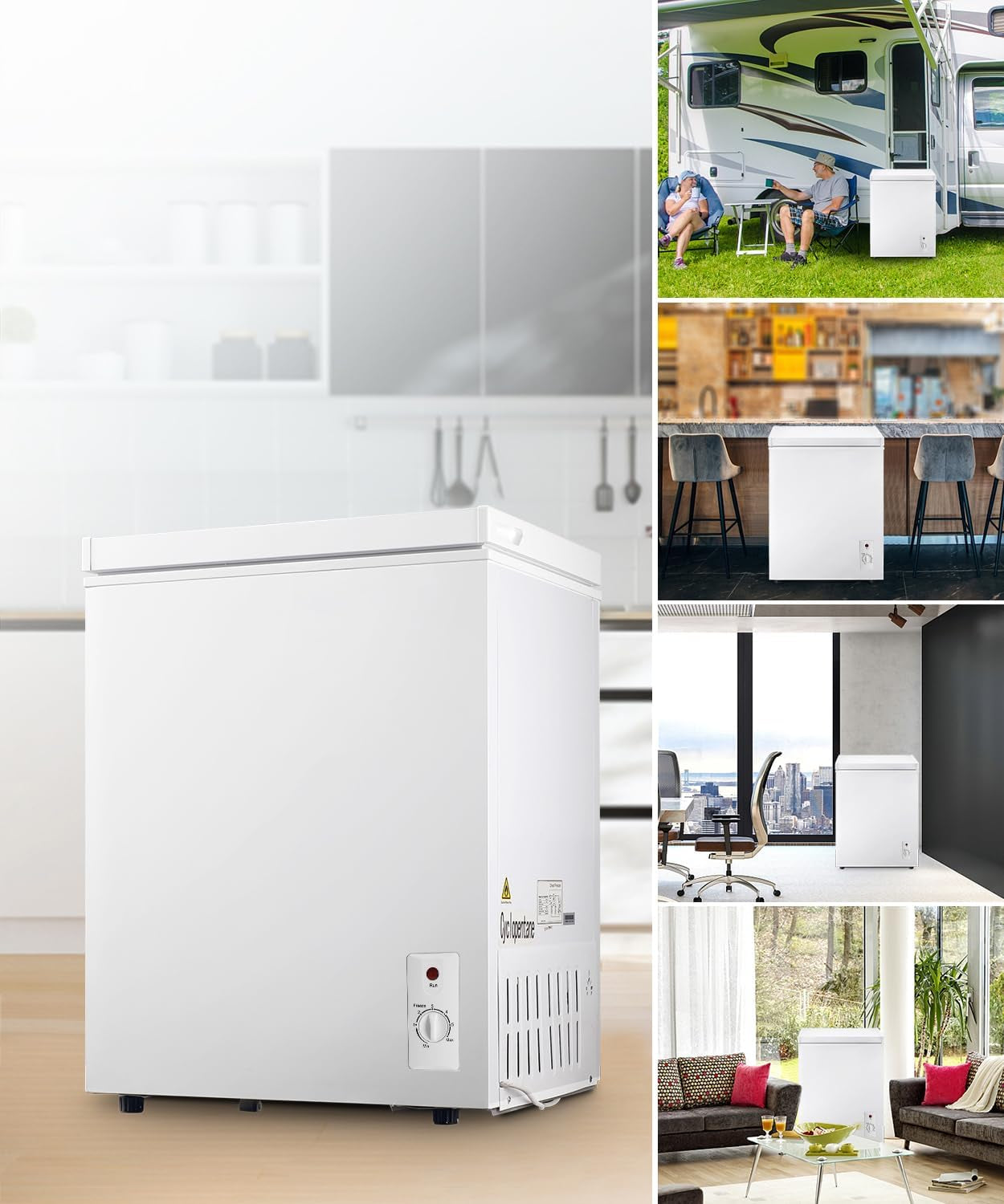 7.0 Cu.Ft Compact Deep Freezer, Energy Saving Chest Freezer, White | 7 Level Adjustable Thermostat, Small Freestanding Freezer with Removable Basket for Home Apartment Office