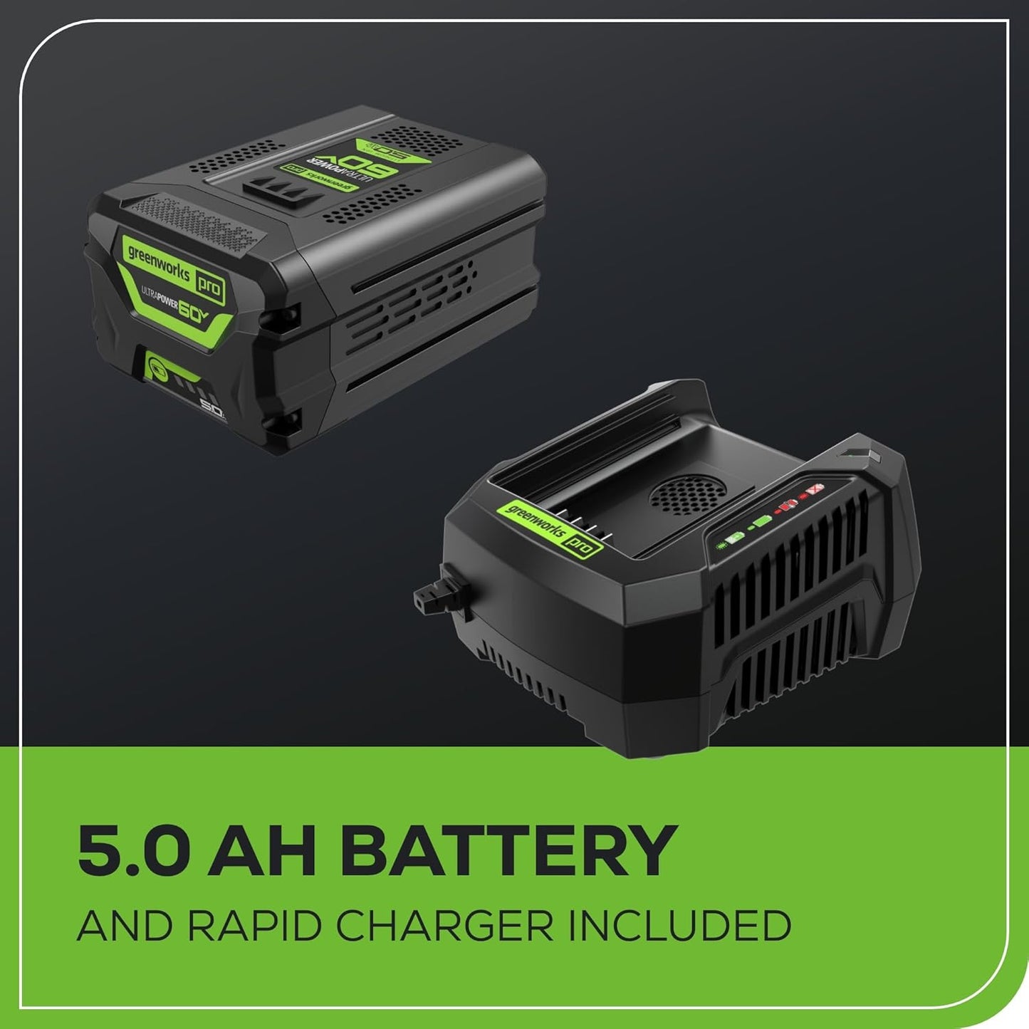 Greenworks 60V 21 in Push Lawn Mower, 5.0 Ah Battery and Charger