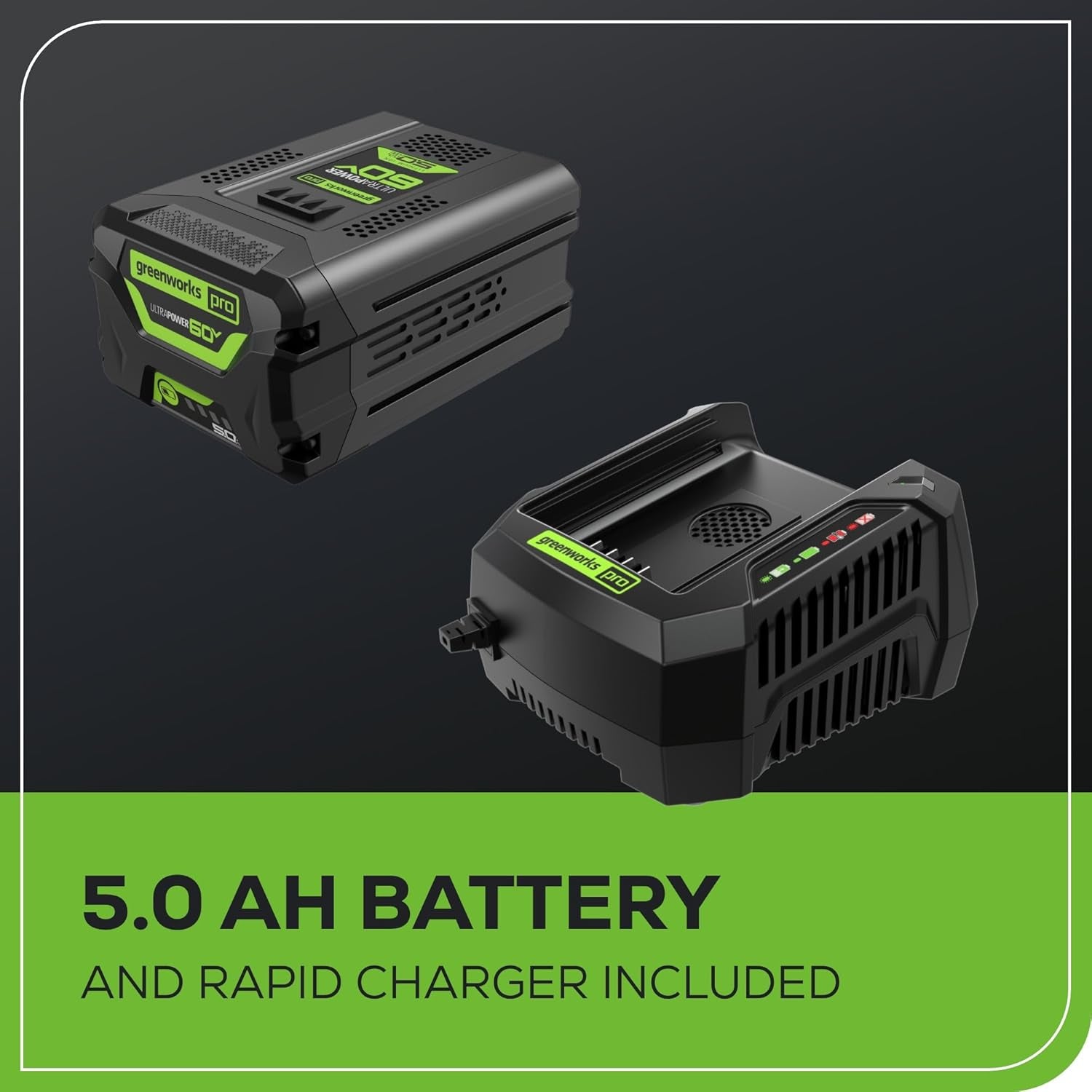 Greenworks 60V 21 in Push Lawn Mower, 5.0 Ah Battery and Charger