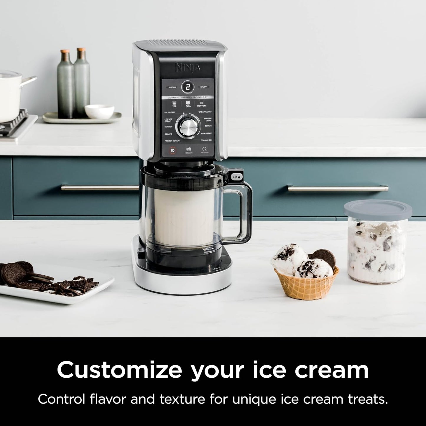 Ninja Creami Deluxe Ice Cream & Frozen Treat Maker, Includes (4) Family-Sized 24 Oz. Tubs, for Ice Cream, Sorbet, Milkshakes, Frozen Yogurt, & More, 11-In-1, XL Capacity, Silver