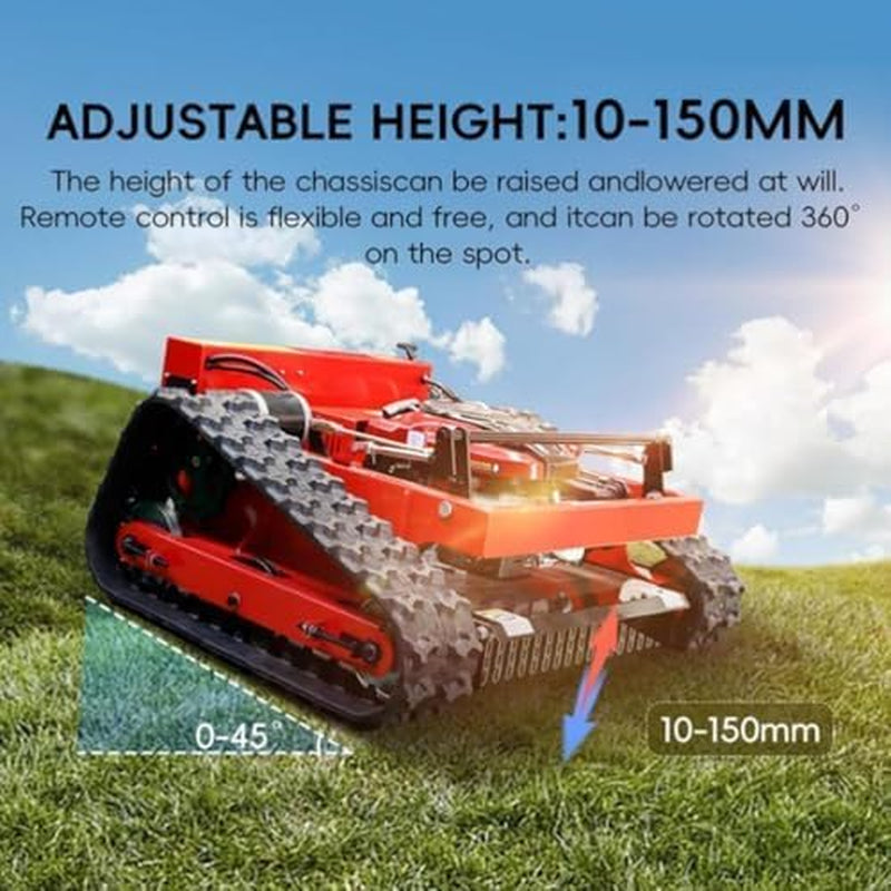 Crawler Mower, 7.5HP Gasoline Mower,Robot Lawn Mower, Four Sroke Gasoline Lawn Mower with Remote Control, Supports Slopes of 45°, Height 10-180Mm, Mowing Width 550Mm