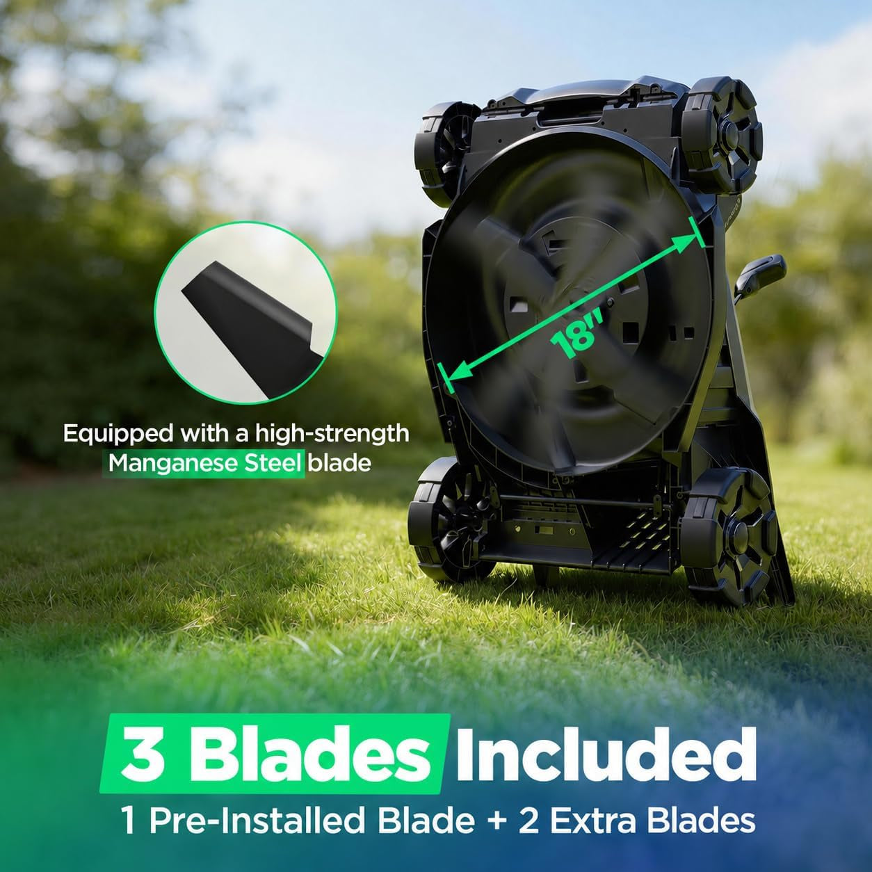 18" 40V Max Brushless Cordless Electric Lawn Mower | Includes 2X20V 8.0Ah Batteries & Charger, 6-Level Height Adjustment (25Mm-75Mm), 50L Collection Bag & 2 Spare Blades