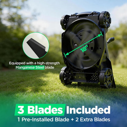 18" 40V Max Brushless Cordless Electric Lawn Mower | Includes 2X20V 8.0Ah Batteries & Charger, 6-Level Height Adjustment (25Mm-75Mm), 50L Collection Bag & 2 Spare Blades