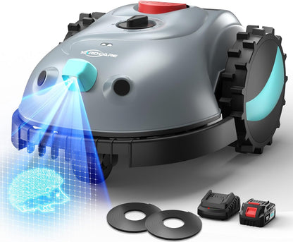 V100 Robot Lawnmower without Boundary,Vision Navigation,150 Obstacle Detection,20-60 Mm Cutting Height,Robotic Lawnmower with Magnetic Wires,Low Noise,Replacement Blades,Spot Mow, Max.150M²