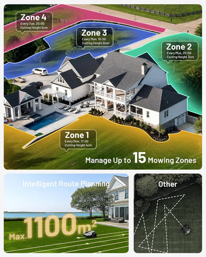 YUKA Mini 700 Robot Lawn Mower, Perimeter Wire Free, Recommended for 700 M², Maximum 1100 M², 3D AI Vision, 45% Slope Capability, Automatic Mapping