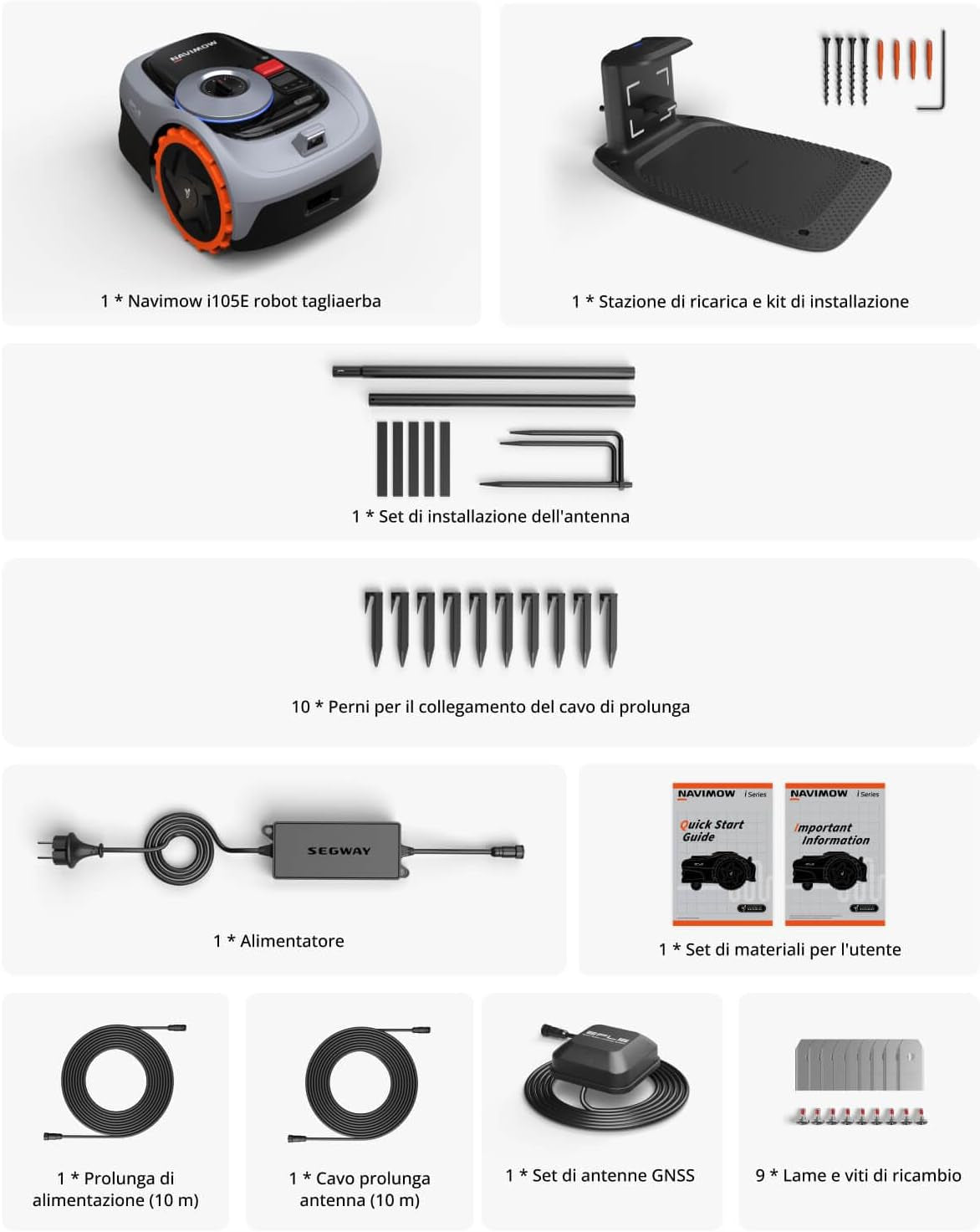 Segway  I105E Robotic Lawn Mower with Garage S, Rec. 500 M²
