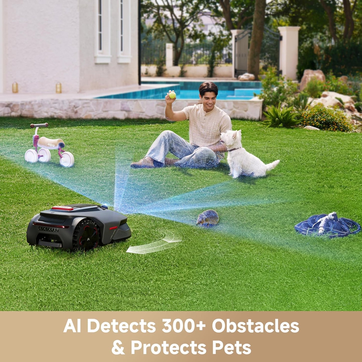 Lidax Ultra 800 Robot Lawnmower without Boundary, Recommended 800 ㎡, Ai-Assisted Auto Mapping, U-Shape Path Planning, Dual-Vision Obstacle Avoidance, Edge Cutting, Complex Terrain, App Control