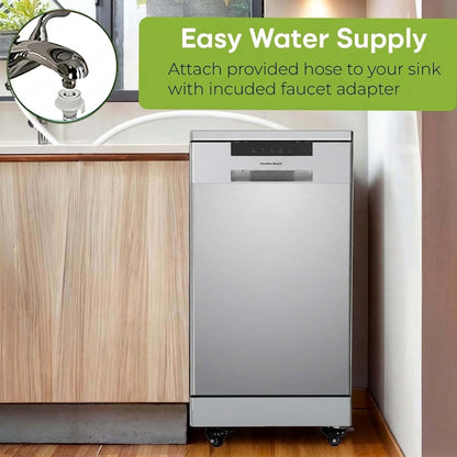 Portable Dishwasher, Ss/Platinum | Dishwasher with Wheels, 19In Wide, 8 Place Settings Capacity