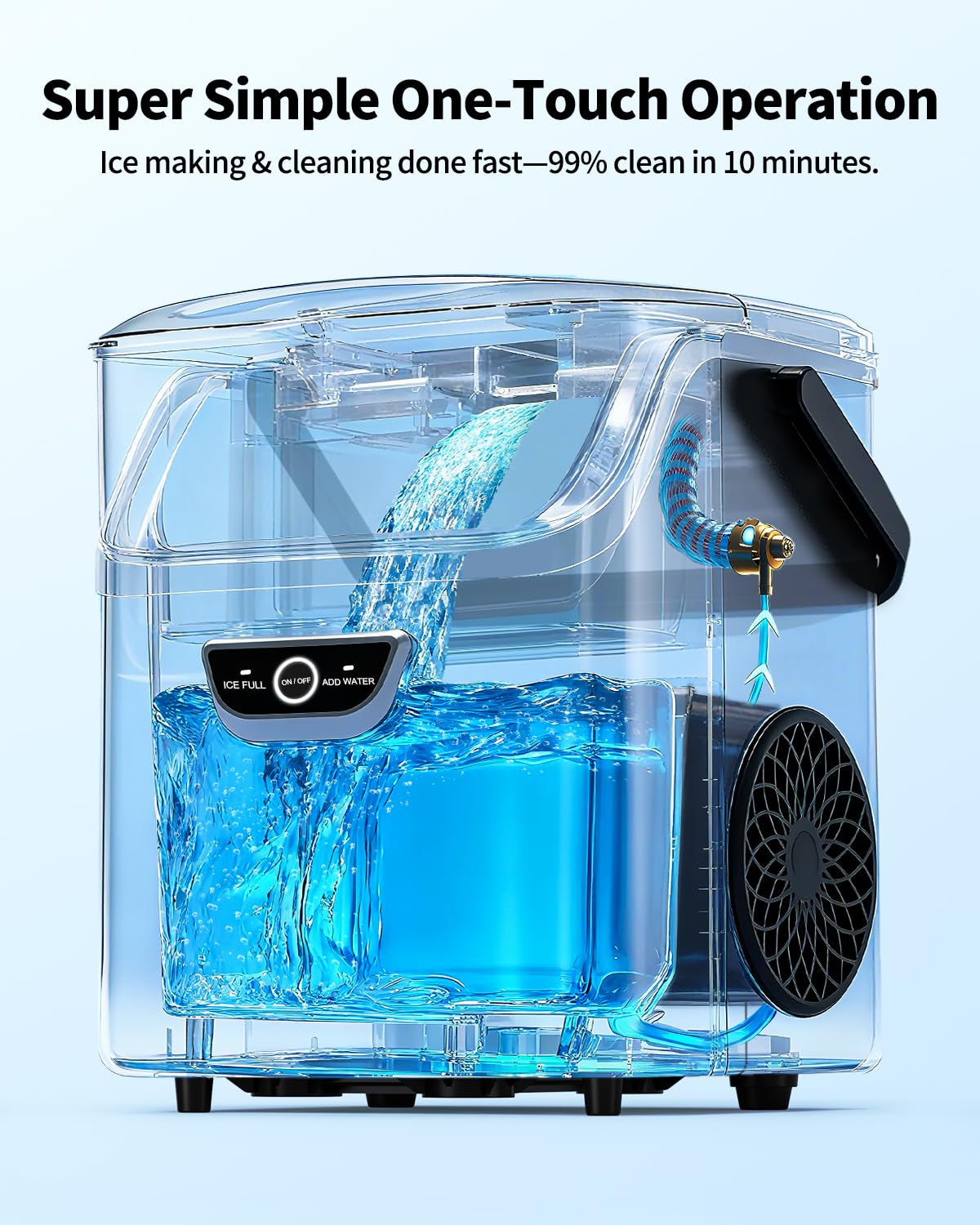 Nugget Ice Maker with Handle, 40Lbs/Day Countertop Ice Maker Ready in 5 Mins, Soft Sonic Ice, Auto-Cleaning Ice Makers Portable Ice Machine for Home Kitchen Office Party & Large Families