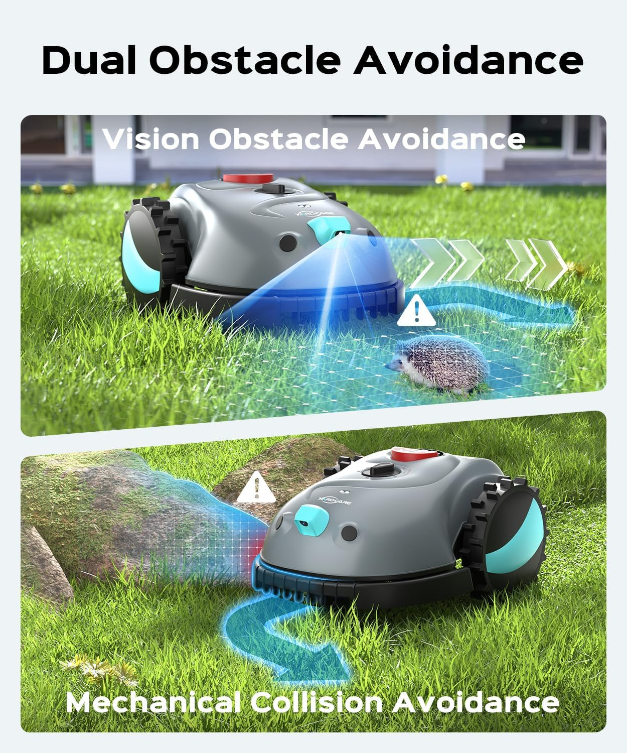 V100 Robot Lawnmower without Boundary,Vision Navigation,150 Obstacle Detection,20-60 Mm Cutting Height,Robotic Lawnmower with Magnetic Wires,Low Noise,Replacement Blades,Spot Mow, Max.150M²