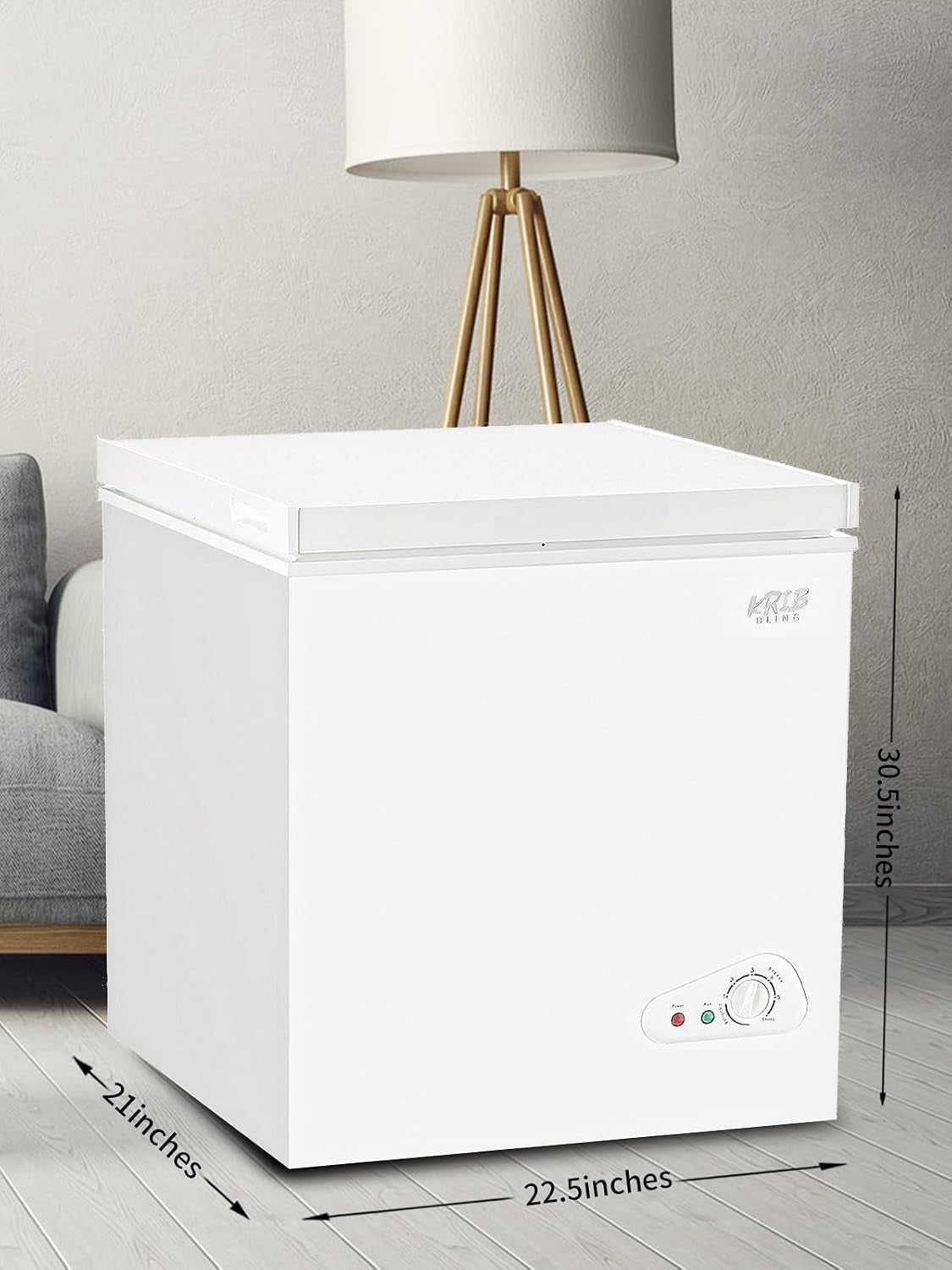 Chest Freezer Adjustable Thermostat Compact with Removable Storage Basket for House Kitchen Garage Basement (5.0 Cu.Ft, White)
