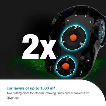 Smart SILENO Max 1500 M² Robotic Lawnmower, for Lawns up to 1500 M², LONA Intelligence, Trim-To-Edge, Duoconnect, Quiet Operation, Intelligent Mower with App Control, UK Plug (19903-28)