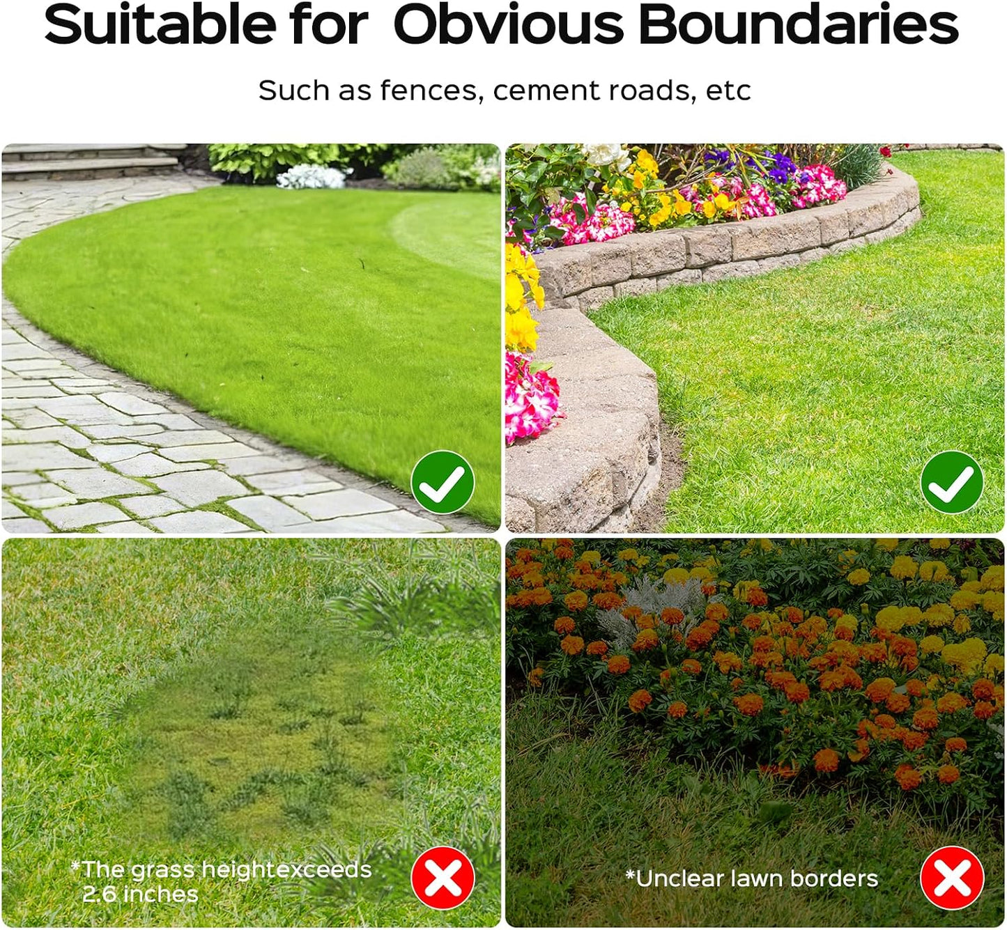 V100 Robot Lawnmower without Boundary, Vision Navigation, 150 Obstacle Dectection,Adjustable Cutting Height,Magnetic Wires,Robotic Lawnmower with 4Ah Battery-Ideal for Small Lawns up to 150M²