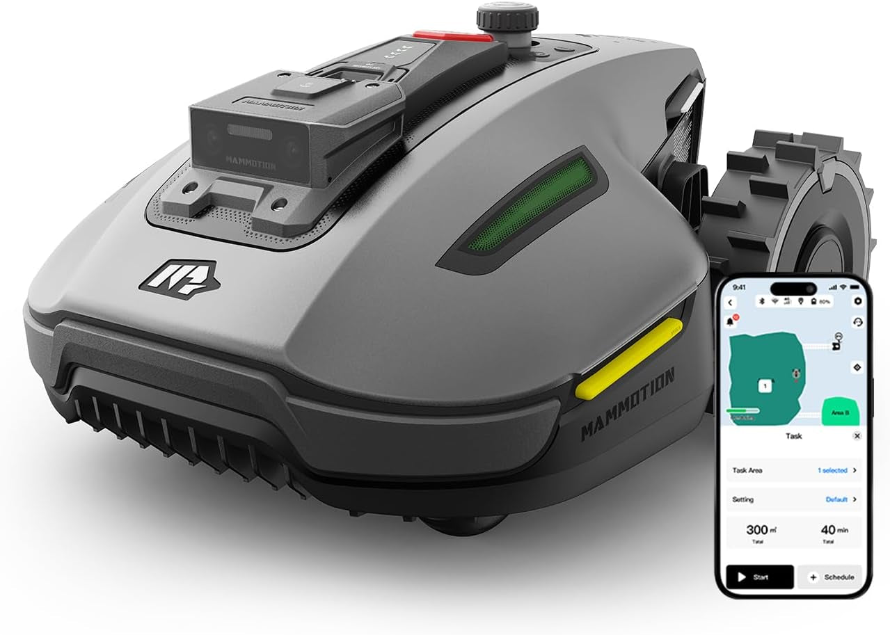 YUKA Mini 700 Robot Lawn Mower, Perimeter Wire Free, Recommended for 700 M², Maximum 1100 M², 3D AI Vision, 45% Slope Capability, Automatic Mapping, Equipped with 4G Module