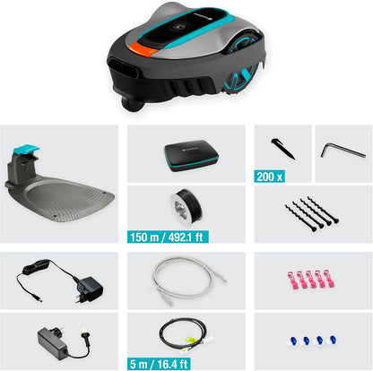 Smart SILENO City Robot Lawn Mower 500 M² Set: Innovative LONA AI Technology, Adjustment via App, Sensorcontrol, for Slopes up to 35%, Smart Gateway, Version with UK Plug(19602-68)