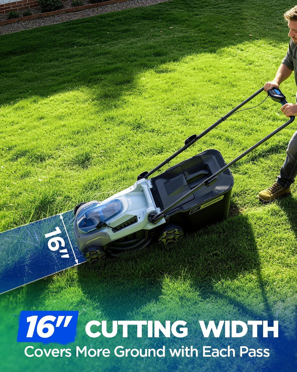 16-Inch 40V Max Brushless Cordless Electric Push Lawn Mower | Includes 40V Max 4.0Ah Battery and Charger, 148Wh Total Energy for Fewer Charging Interruptions during Routine Yard Care