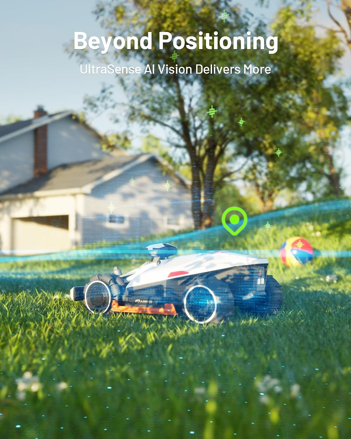 LUBA 2 AWD 3000X Robot Lawn Mower without Boundary, Recommended 3000 M², Max. 3600 M², Auto Mapping Ultrasense AI Vision, 0% Gradient, 25-70 Mm Cutting Height