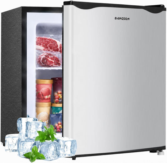 1.1 Cu.Ft Upright Mini Freezer for Dorms Apartment, Silver | Compact Freezer with Removable Shelf, Energy Saving Small Freezer Reversible Door, Low Noise for Bedroom