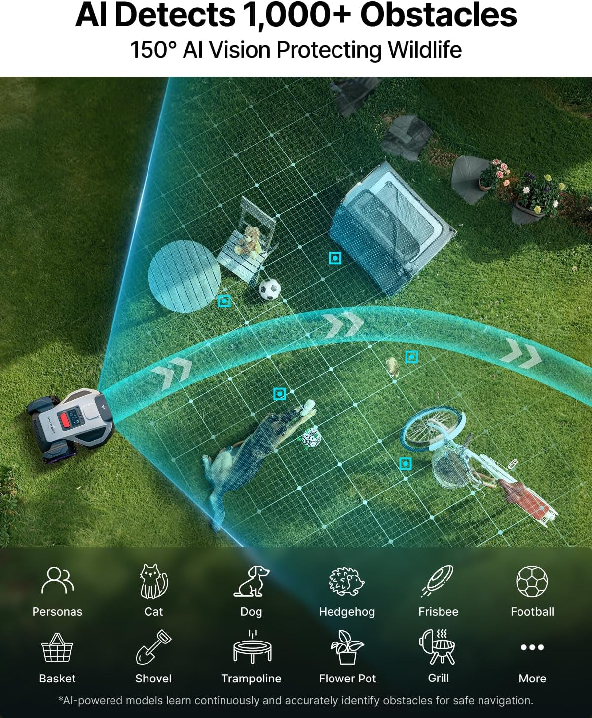 M9 Robot Lawn Mower 1/4 Acre, Dual Vision+Full-Band RTK & NRTK Robotic Lawnmower, No Perimeter Wire, App Control Obstacle Avoidance, 45% Slope, Cutting Height, Multi-Zone Mapping