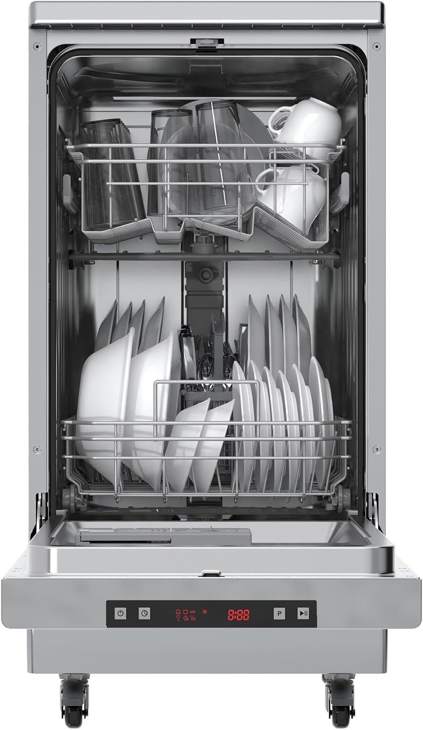 Portable Dishwasher, Ss/Platinum | Dishwasher with Wheels, 19In Wide, 8 Place Settings Capacity