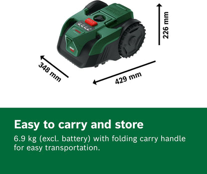 Cordless Robot Lawn Mower VISIMOW18V-100 (For Lawns up to 100 M², Cutting Width: 16 Cm, Height of Cut: 20-60 Mm, Incl Battery and Charger)