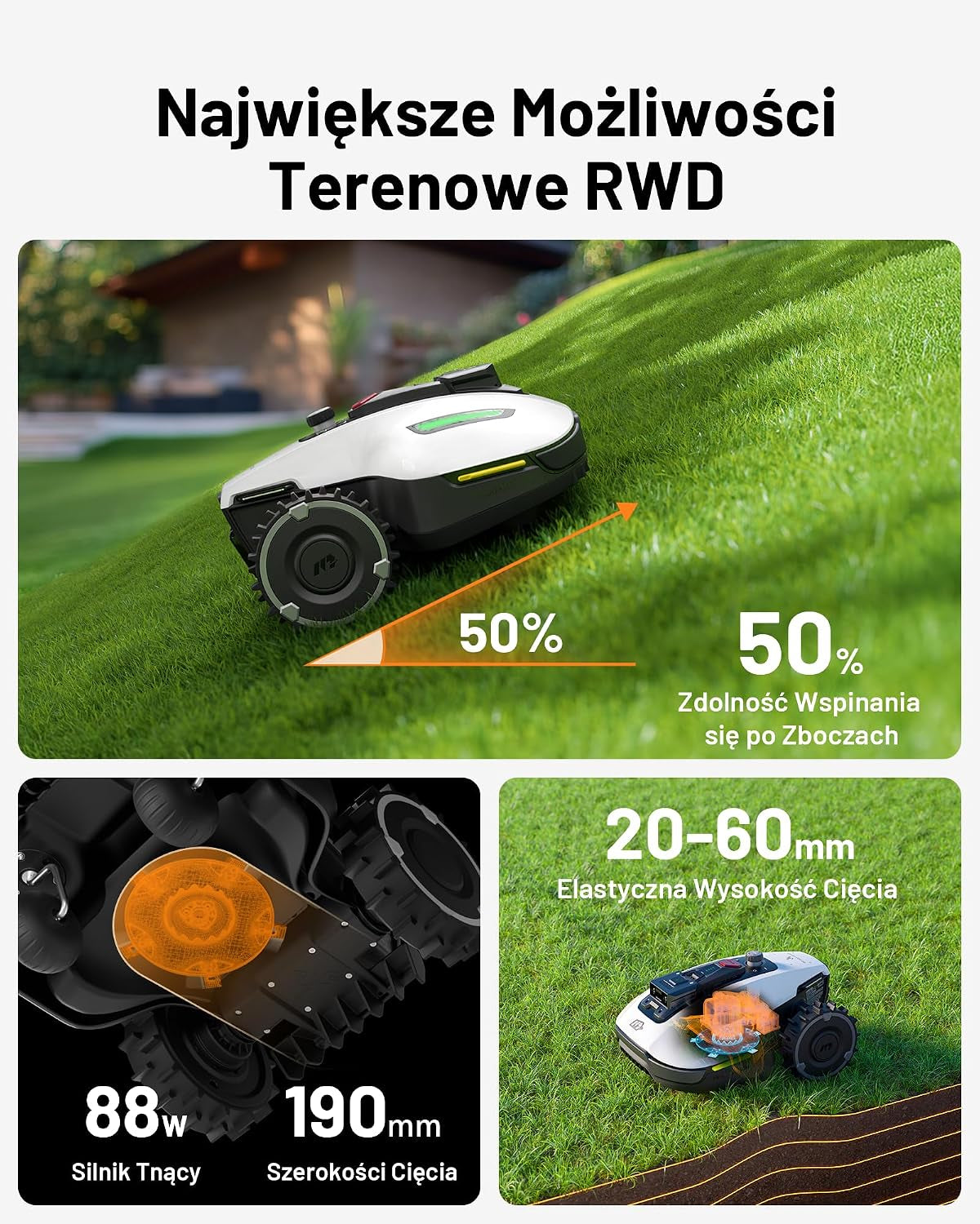 YUKA Mini 600 Robot Lawn Mower, Perimeter Wire Free, Recommended for 600 M², Maximum 800 M²,3D AI Vision, 45% Slope Capability, Automatic Mapping, Equipped with 4G Module