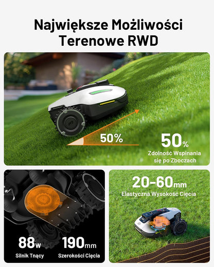 YUKA Mini 600 Robot Lawn Mower, Perimeter Wire Free, Recommended for 600 M², Maximum 800 M²,3D AI Vision, 45% Slope Capability, Automatic Mapping, Equipped with 4G Module