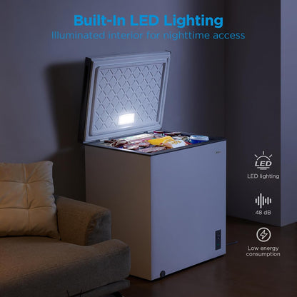 Midea 7.0 Cu.Ft Chest Freezer, Fridge Freezer Convertible with LED Light | Removable Basket, Adjustable Temperature, for Kitchen Apartment Office
