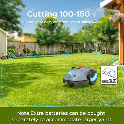 V100 Robot Lawnmower without Boundary, Vision Navigation, 150 Obstacle Dectection,Adjustable Cutting Height,Magnetic Wires,Robotic Lawnmower with 4Ah Battery-Ideal for Small Lawns up to 150M²