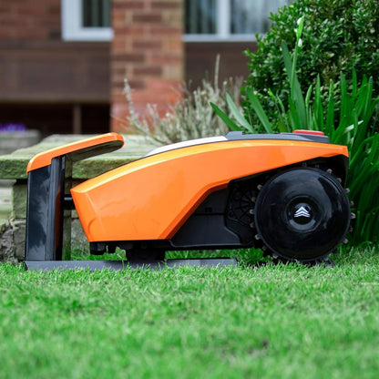Easymow 260B Robotic Lawnmower with Additional Protection with Built-In Sensors: Lift, Obstacle, Turnover, Tilt for Lawns, Orange, 260 M²