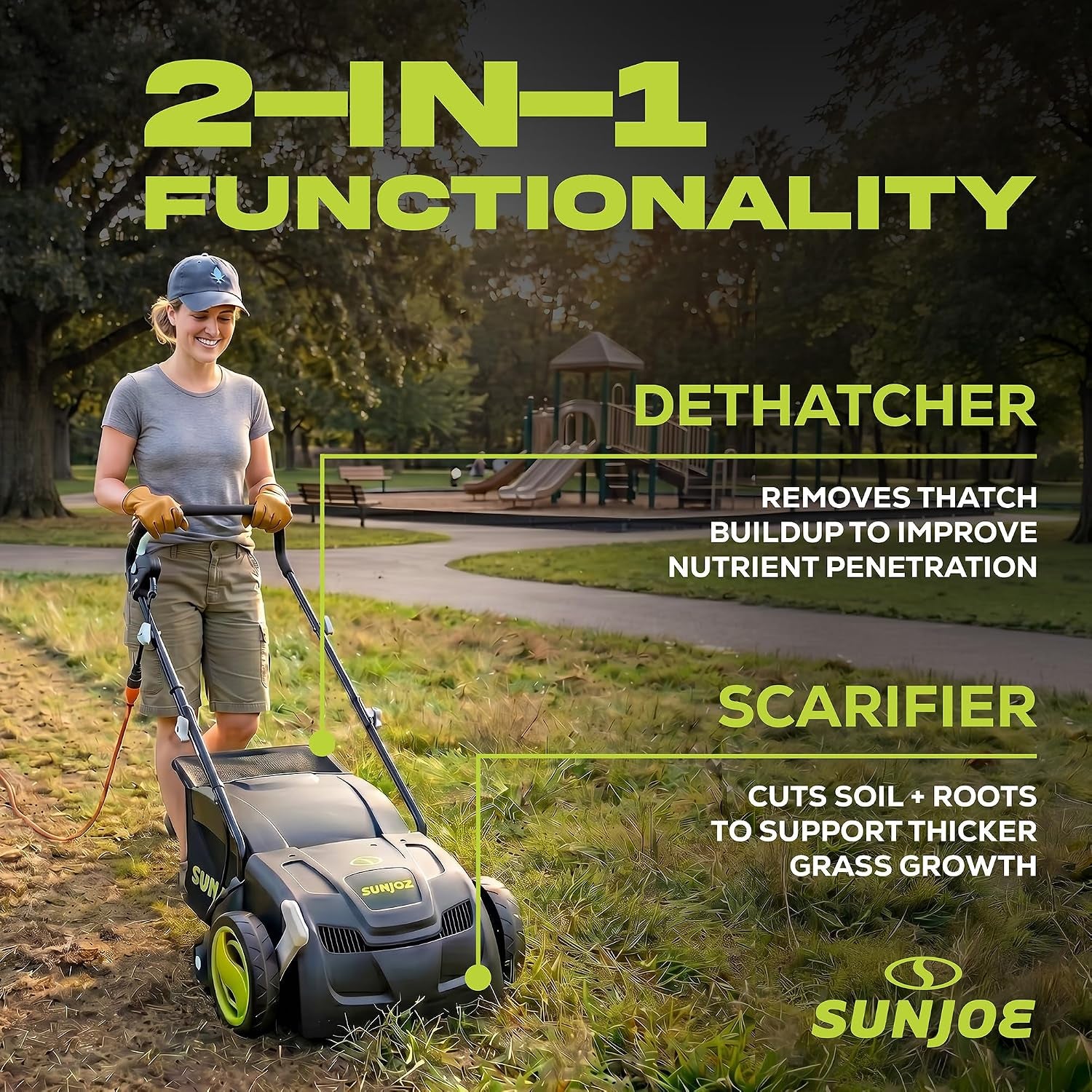 Electric Dethatcher & Scarifier, Corded, with 8-Gal Bag, AJ801E | 12.6-Inch Cutting Width, 12-Amp Motor - Heavy-Duty Yard Trimmer for Lawn Maintenance