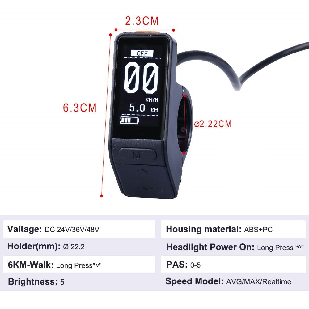 SW102 Small Stealthy Ebike Display for Bafang BBS02/BBSHD